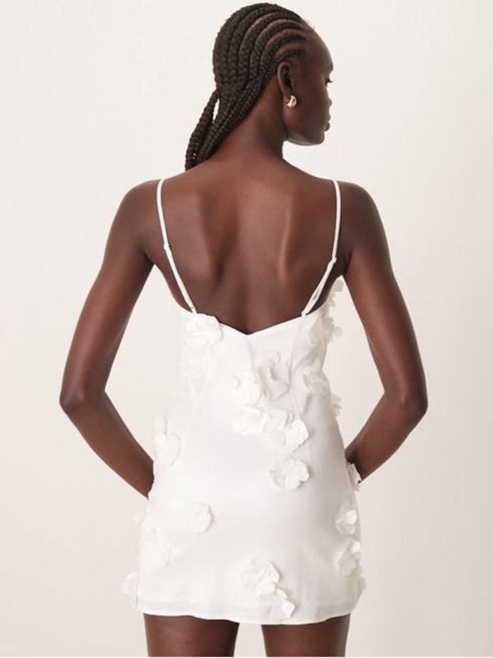 Abercrombie & Fitch White Floral Appliqué Spaghetti-Strap Mini Dress